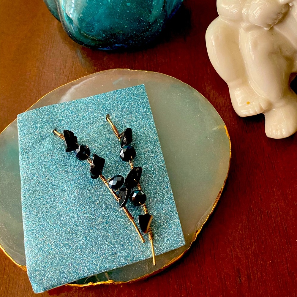 Stunning Unique Raw Tourmaline Cool Stick Earring